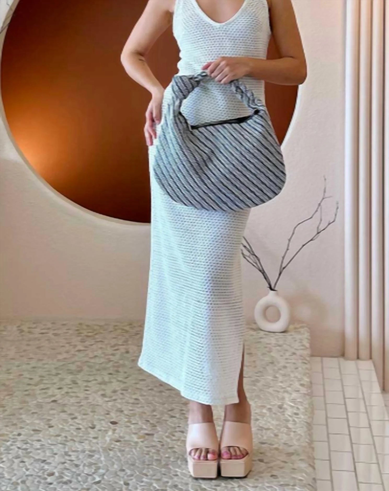 Melie Bianco Cher Large Raffia Shoulder Bag