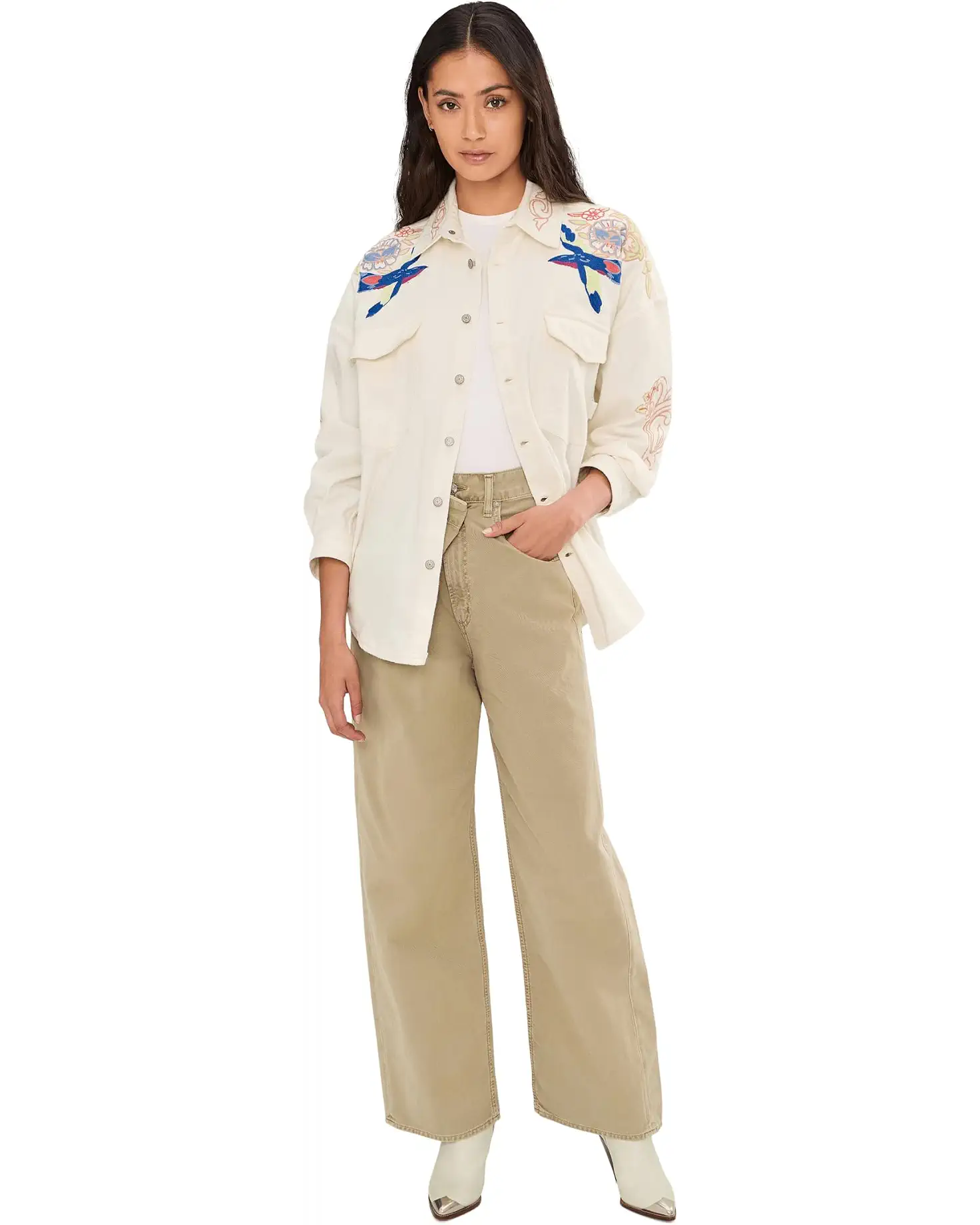 Free People Take Flight Embroidered Shirt