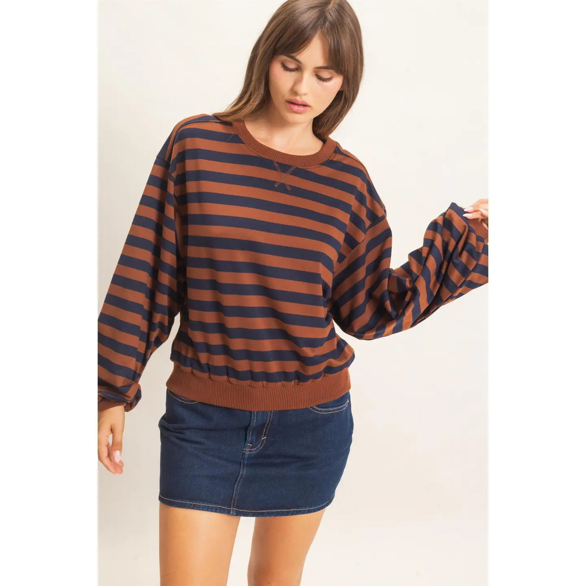 HYFVE- Striped Crew Neck Sweatshirt