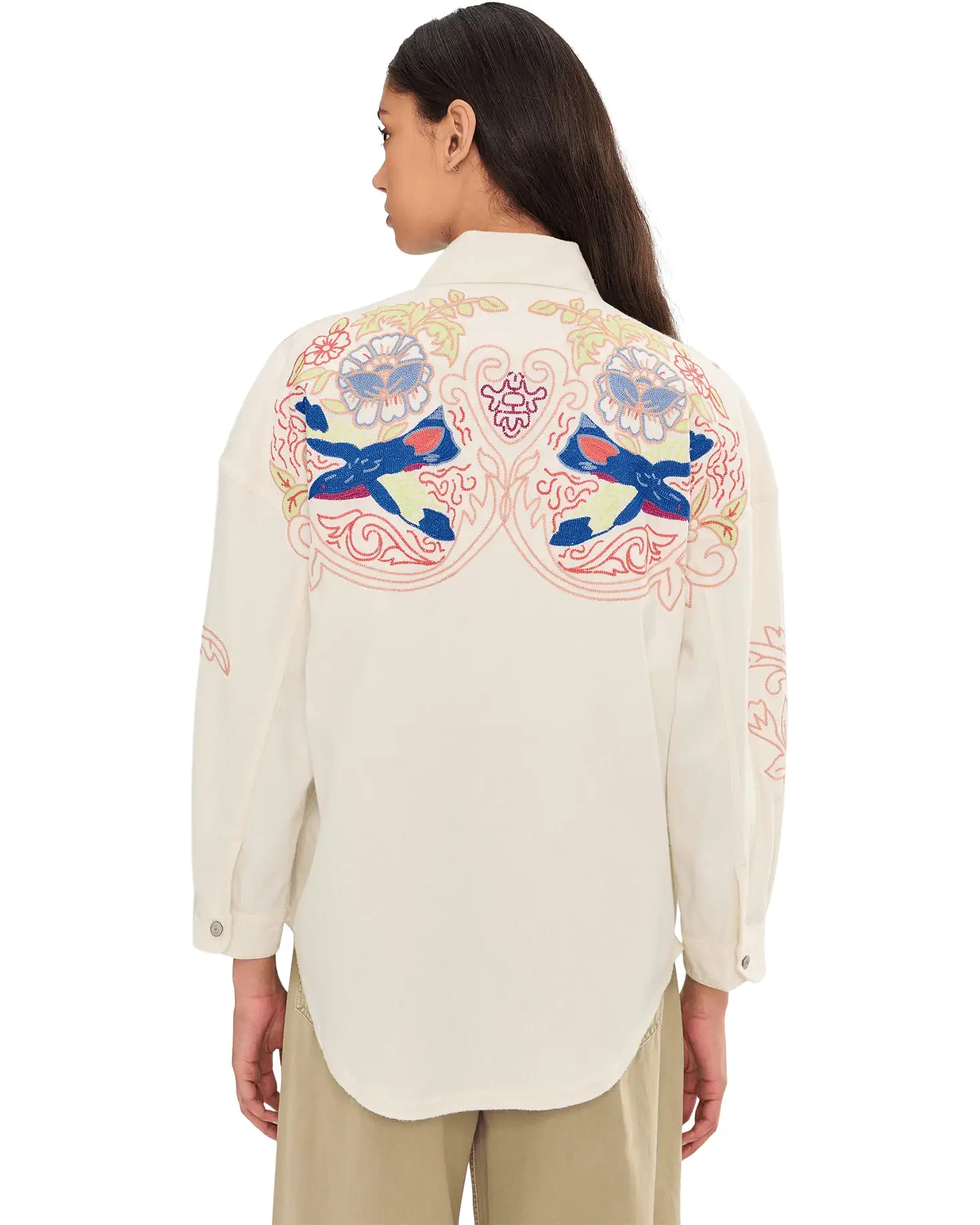 Free People Take Flight Embroidered Shirt