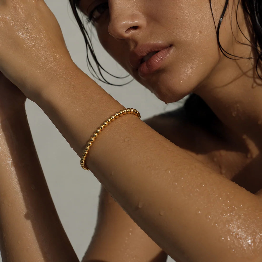 Ellie Vail Scarlett Beaded Bangle Bracelet- Gold
