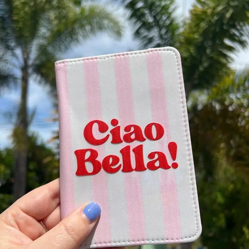 Joey Prints Ciao Bella Passport Holder: Pink Stripe