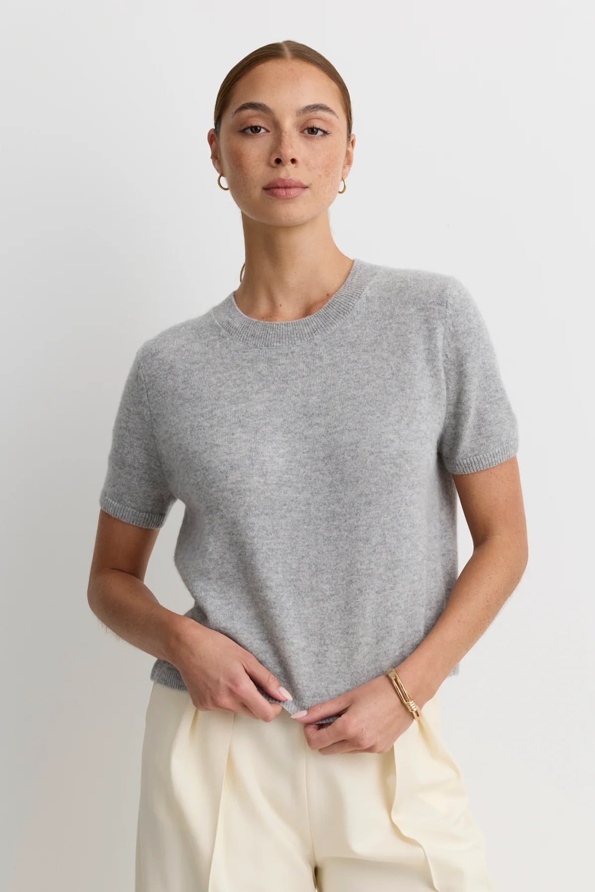 One Grey Day Kadri Cashmere Crew Tee
