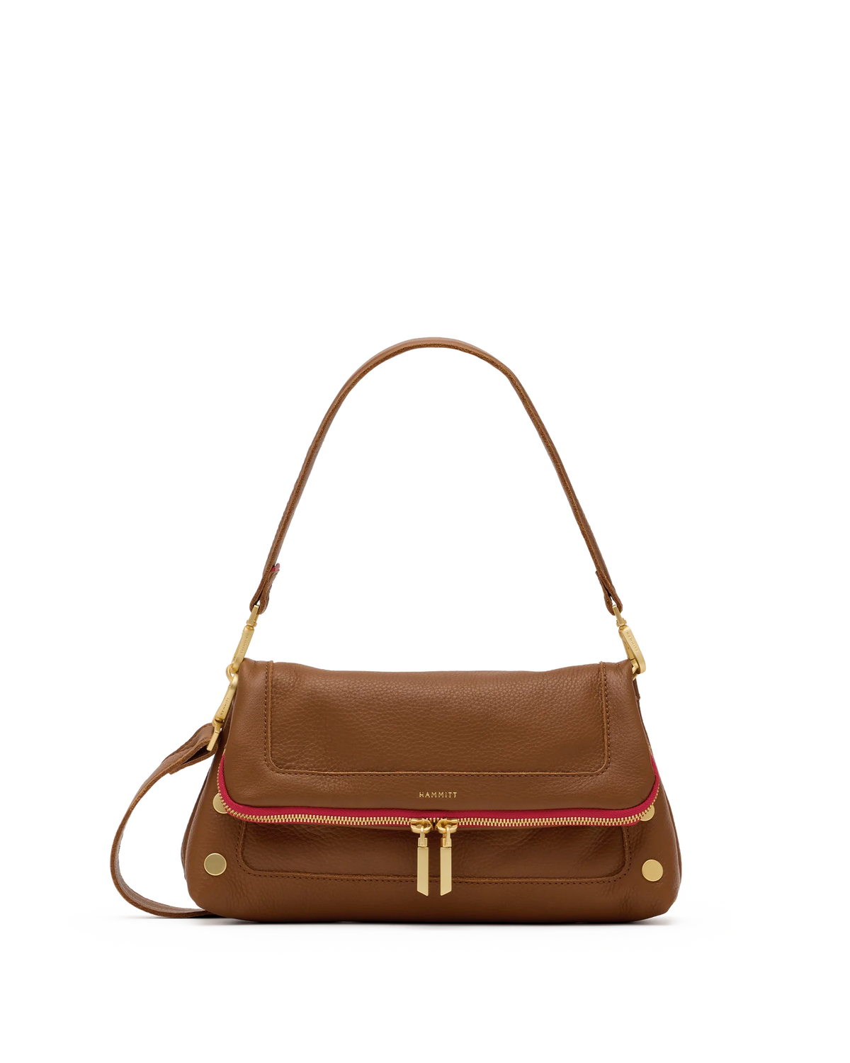 Hammitt Beverly med Mahogany Pebble/Brushed Gold Red Zip