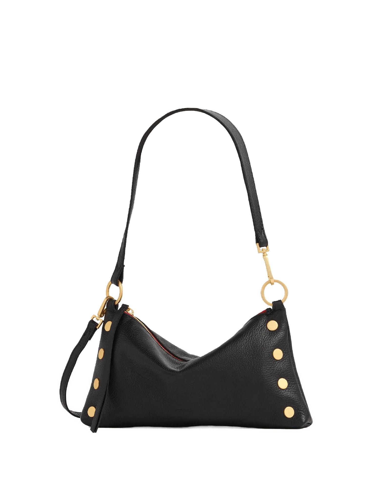 Hammitt Kyle Handbag Black Brushed Gold w/ Red Zip