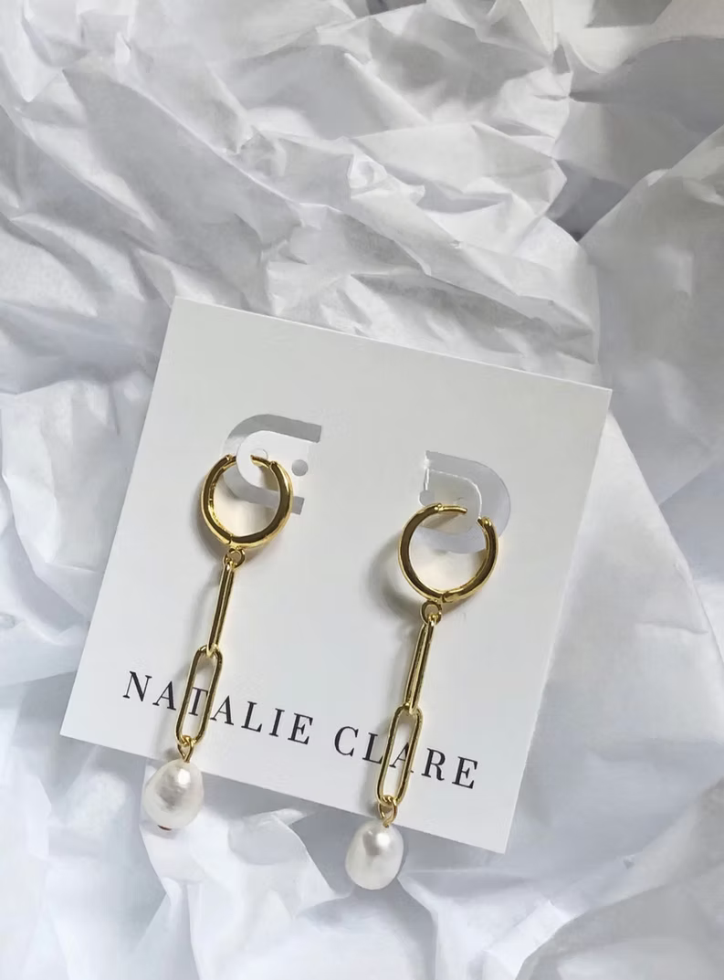 Natalie Clare Pearl Link Earrings