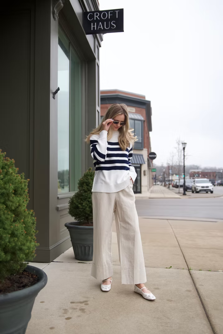 perfectwhitetee Ginger Sweater Navy Stripe