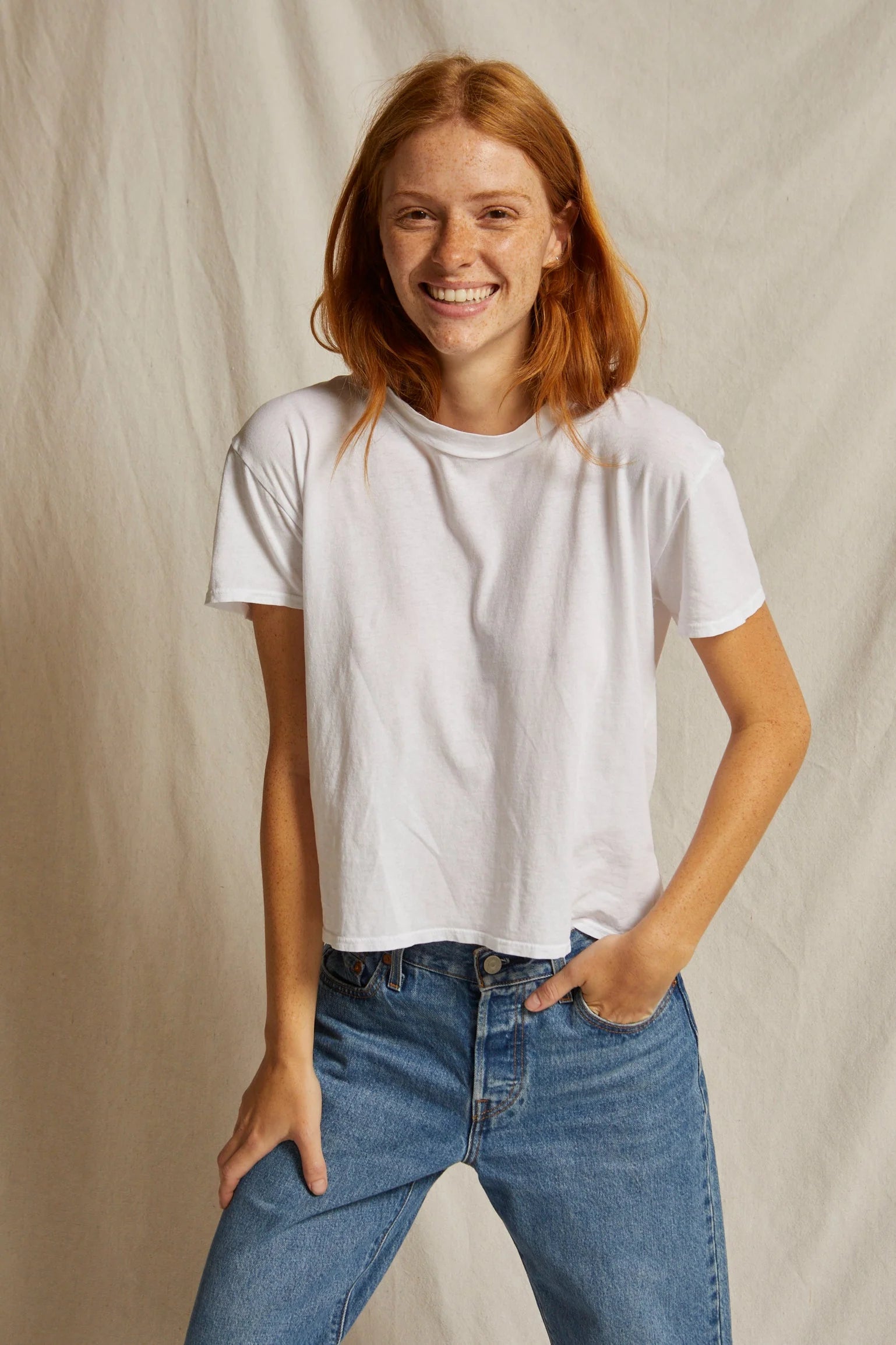 perfectwhitetee Harley Boxy Crew Tee White