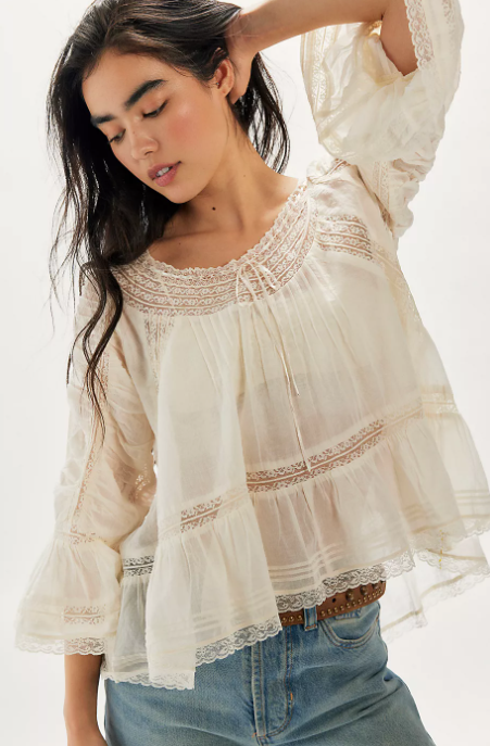 Free People- She's a Romantic Top - Ivory