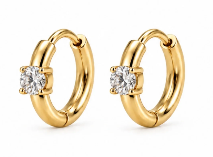 Ellie Vail Yael Solitaire Huggie Hoop Earring