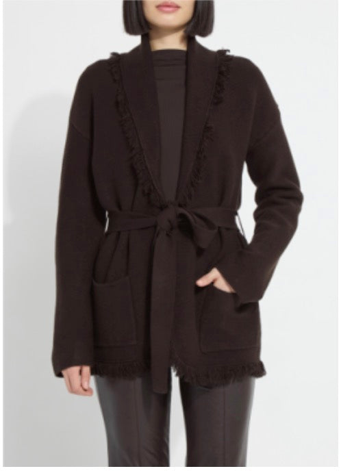 Lysse- Dixie Fringe Belted Cardigan- Double Expresso