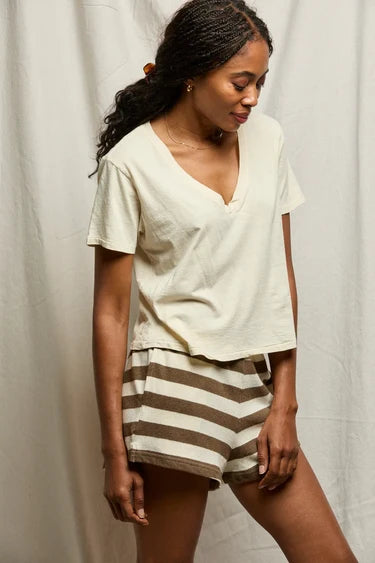 perfectwhitetee Liz Shorts Mocha Stripe