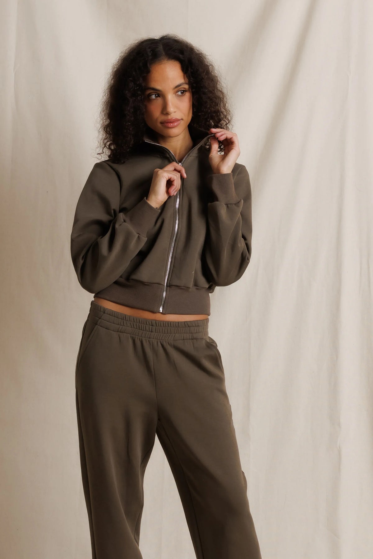 perfectwhitetee- Milana Travel Track Jacket- Dark Olive
