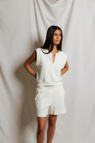 perfectwhitetee Sloane French Terry Split Top