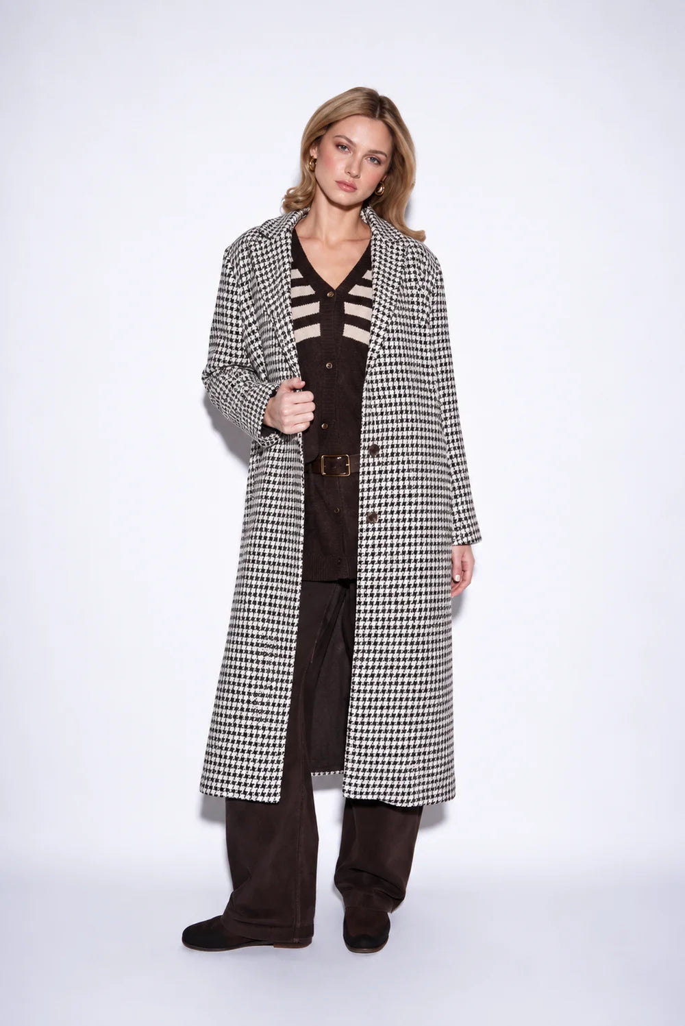 John & Jenn Sofia Coat Espresso Houndstooth