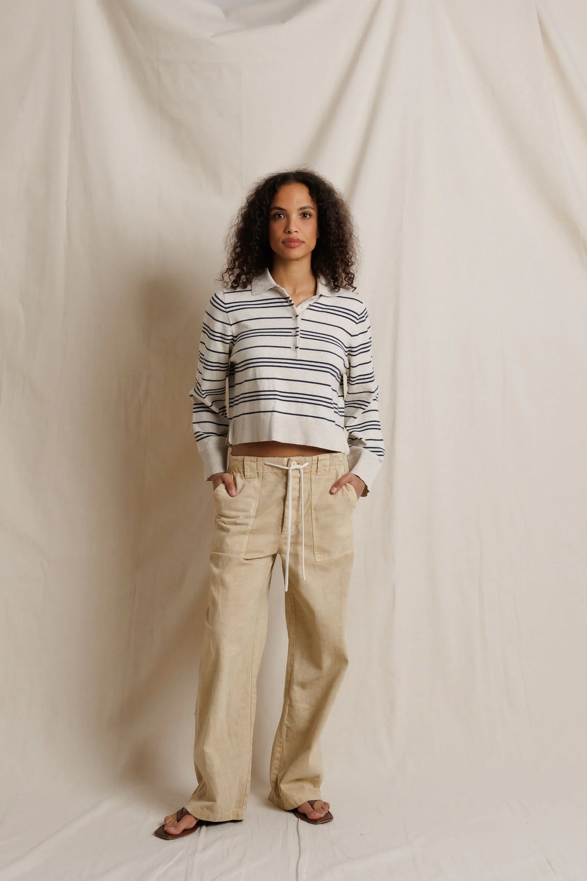 perfectwhitetee- Ximena Stripe- Oatmeal Heather/Turbulence Stripe