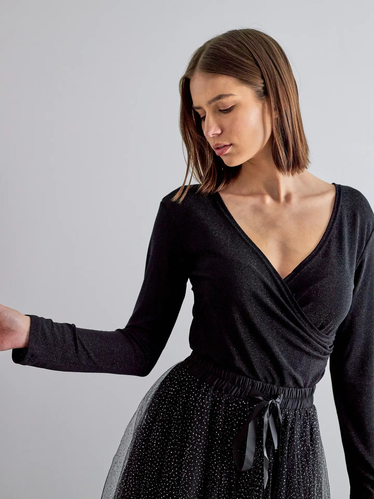 Choklate Paris Shiny Lurex Wrap Top