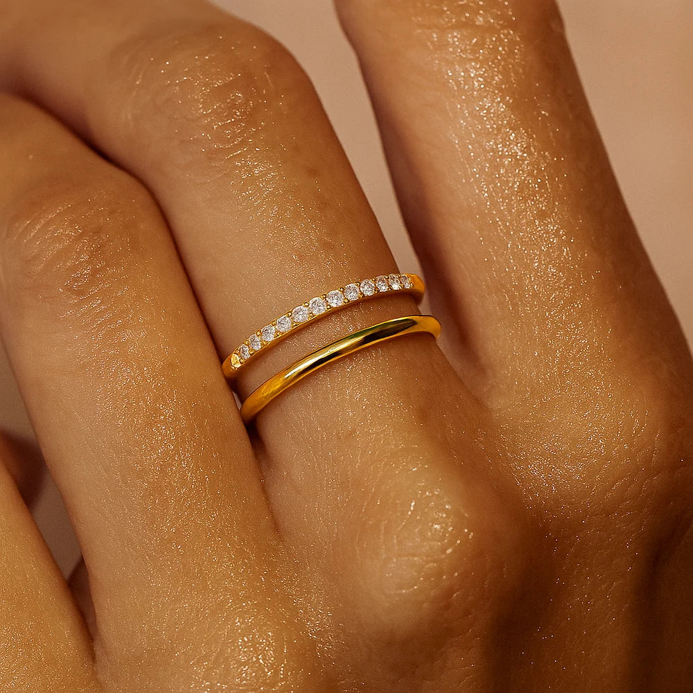 Ellie Vail Tarryn Double Ring- Gold