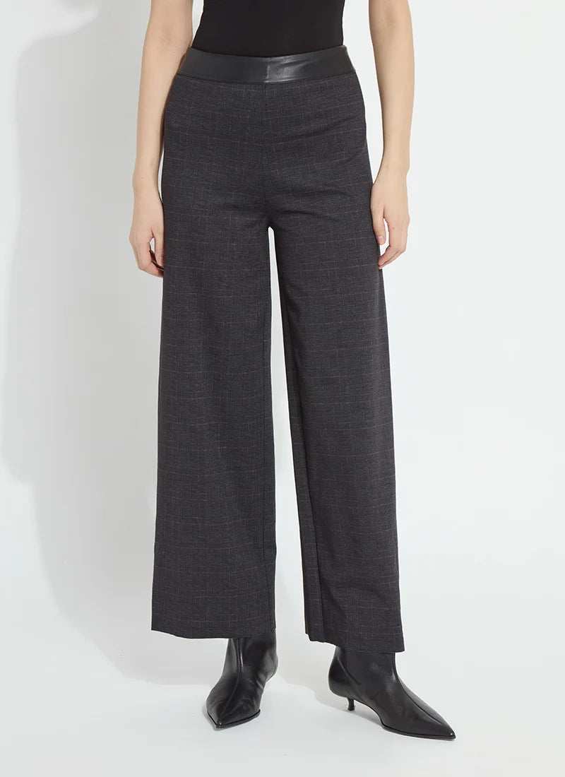Lysse- Denver Hi Waist Wide Leg Printed Ponte- midnight manor plaid