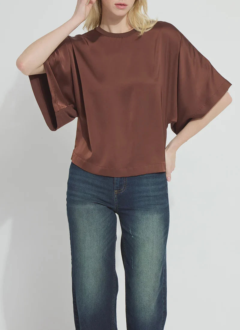 Lysee- Ginger Mix-Media Dolman Tee-Maple
