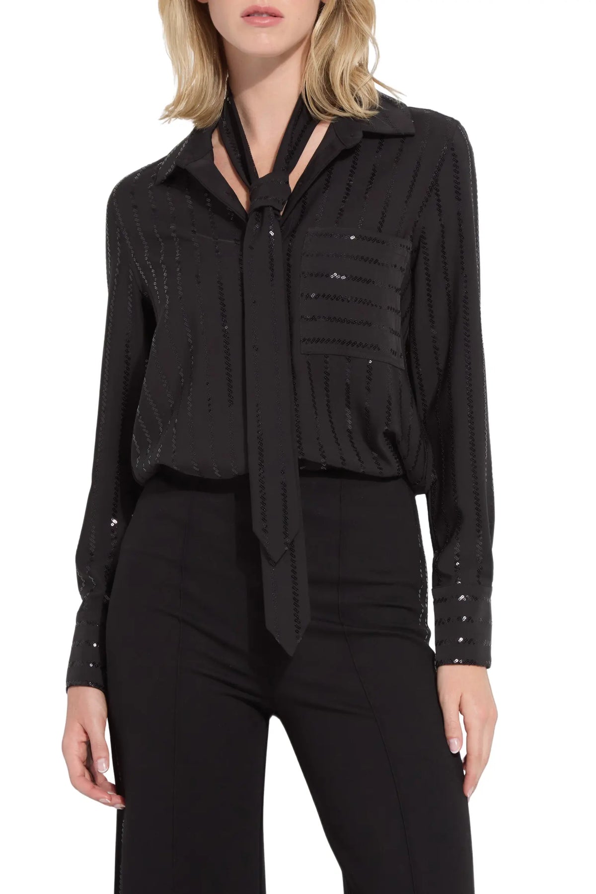 Lysse- Tatiana Striped Sequin Shirt