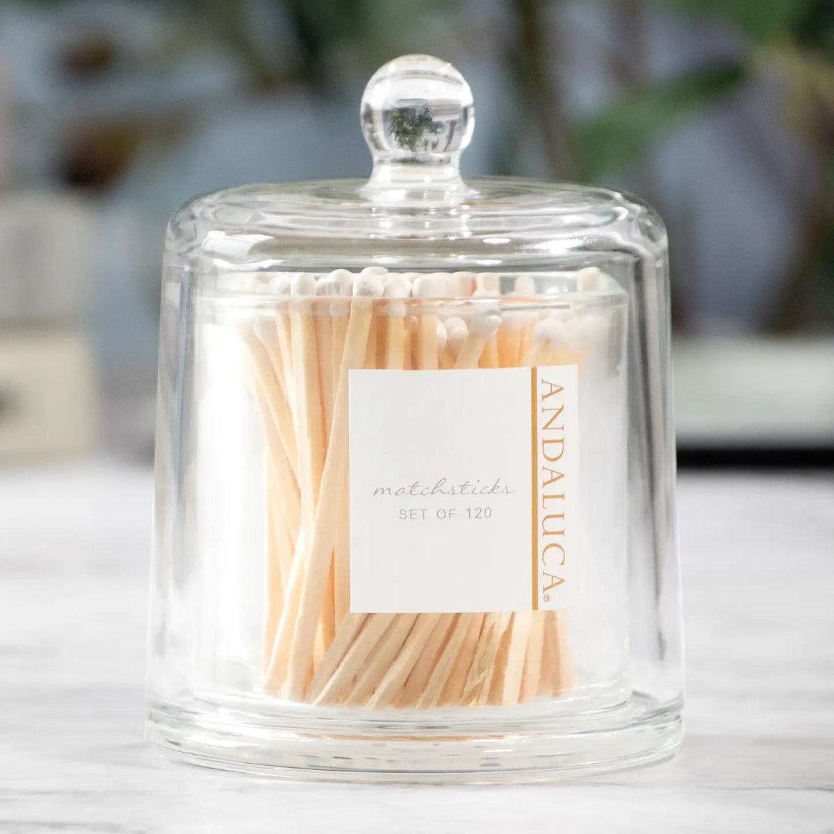 Andaluca Glass Jar with Lid & 120 White Wooden Matches