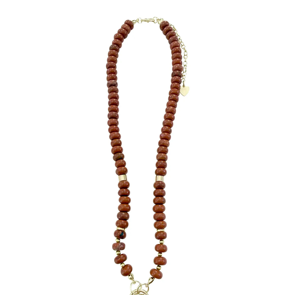 Gemelli Bagley Beaded Gemstone Charm Necklace- Clay