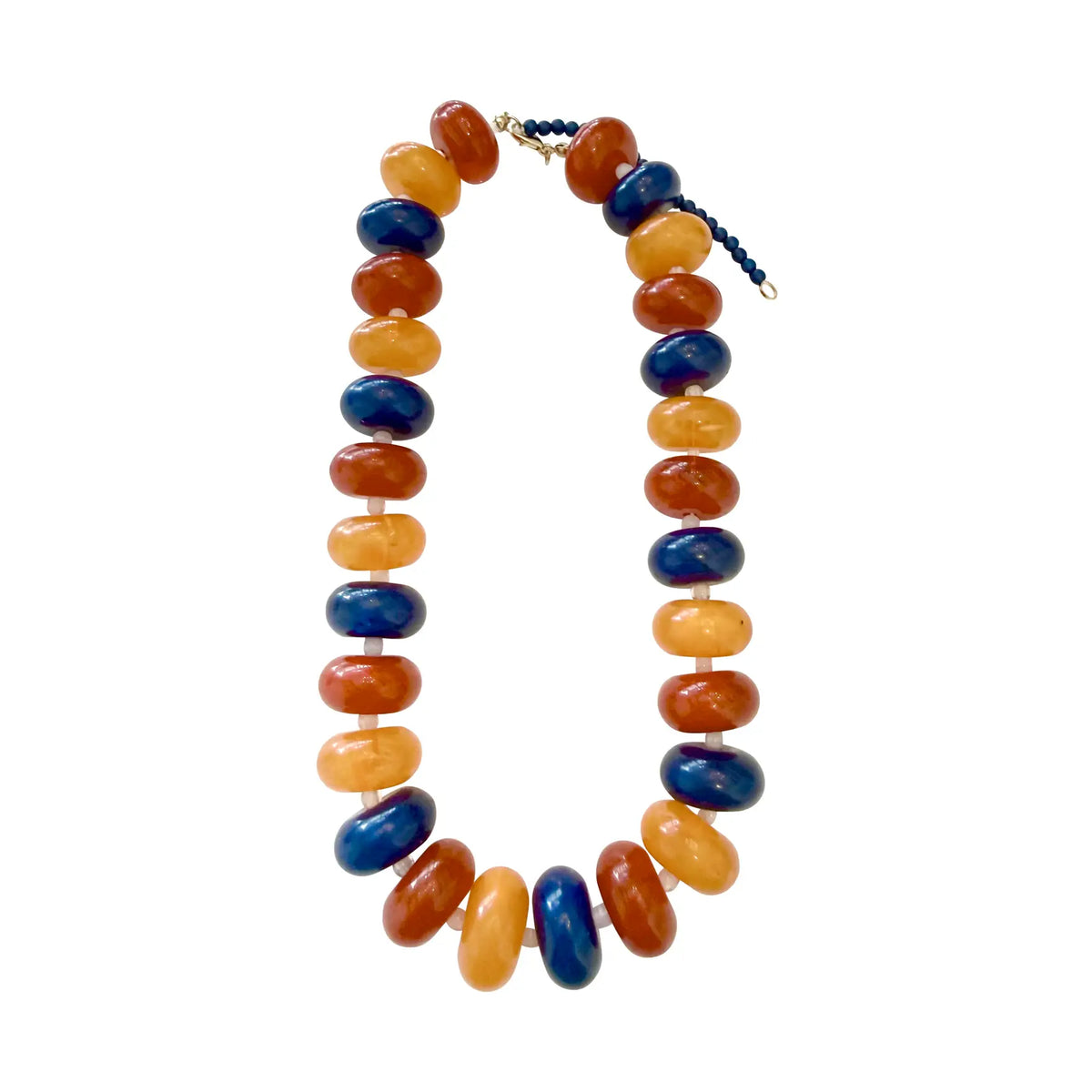 Gemelli Bailey Chunky Beaded Necklace- Orange/Navy Mix
