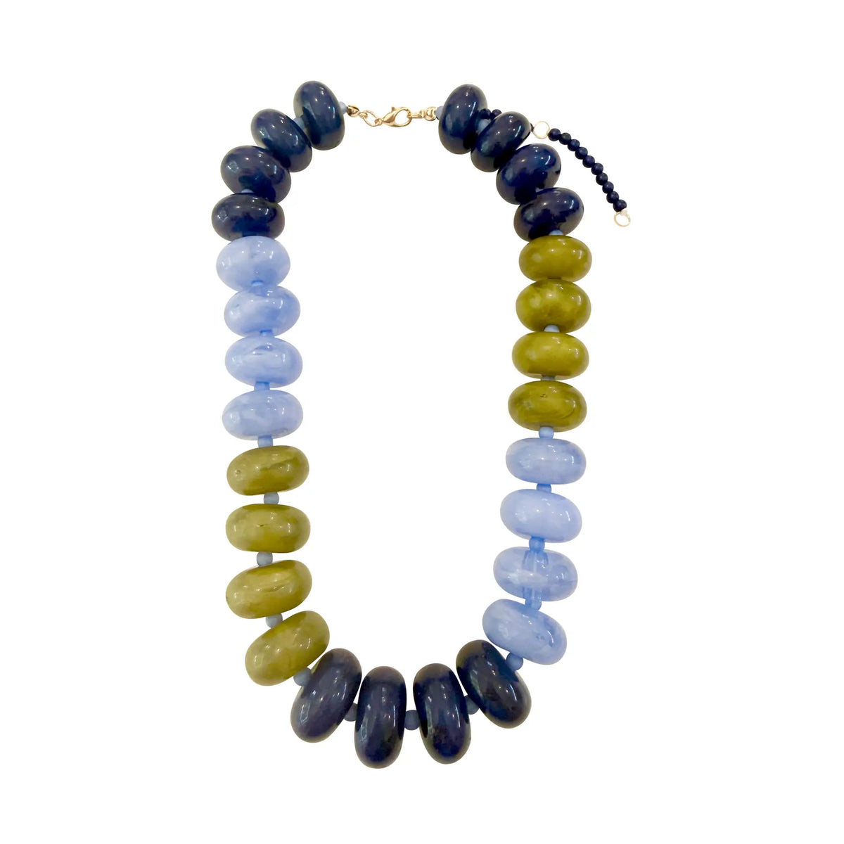 Gemelli Carissa Chunky Beaded Necklace- Light Blue Chartreuse Mix