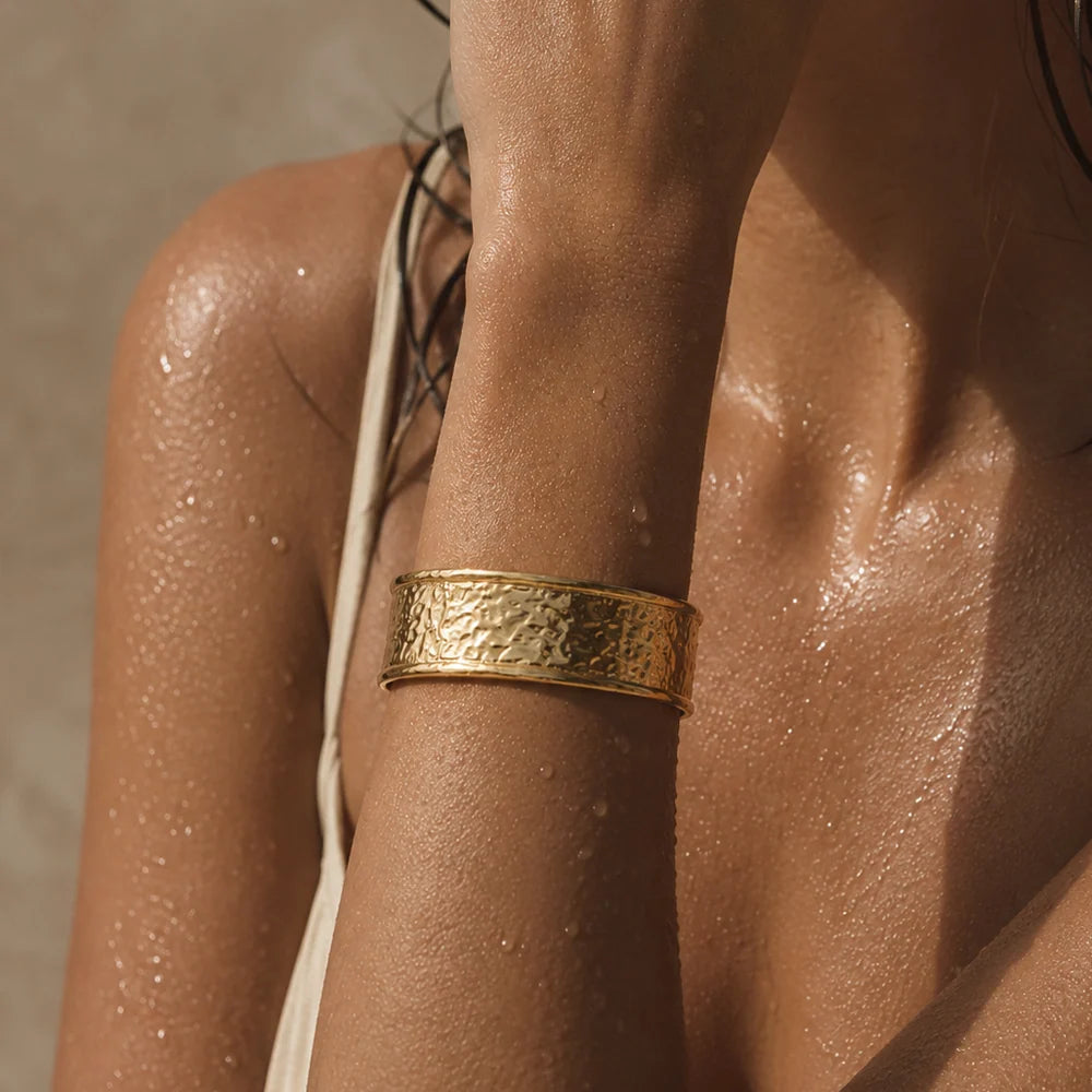 Elie Vail Lowell Hammered Cuff Bracelet- Gold