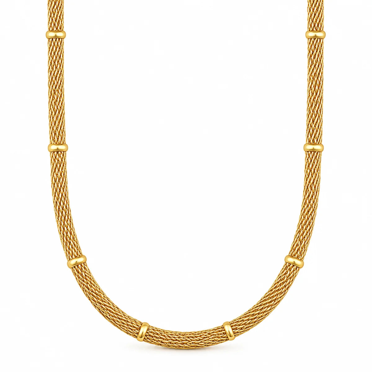 Ellie Vail Cosette Beaded Round Mesh Chain Necklace- Gold