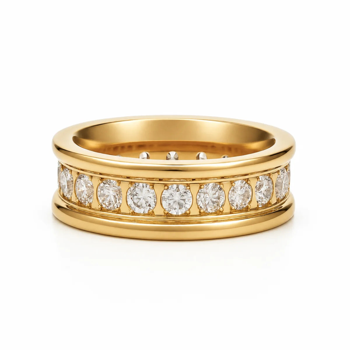 Ellie Vail Louise Channel Set Band Ring- Gold