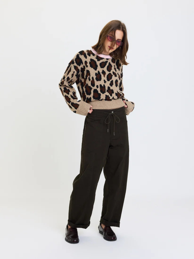 Daze Villa Drawstring Barrel Pant- Fern