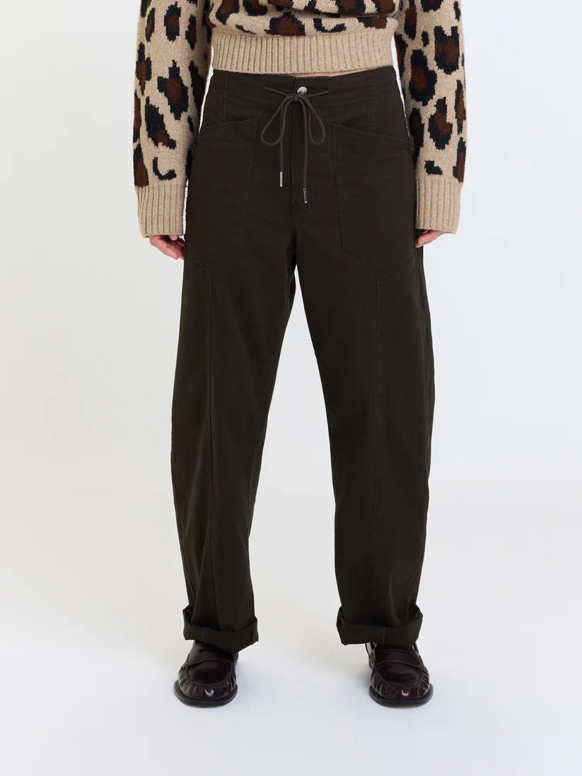 Daze Villa Drawstring Barrel Pant- Fern