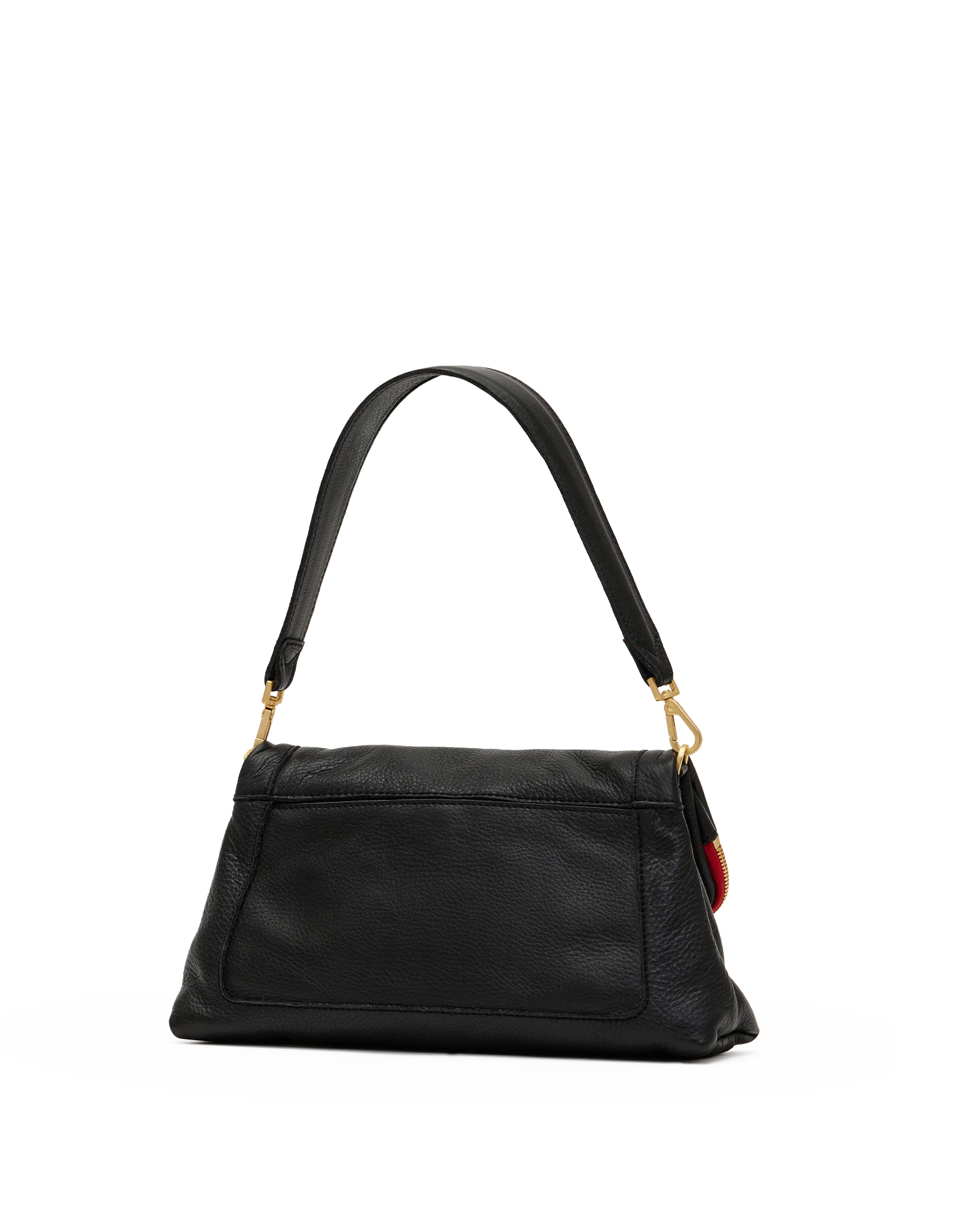 Beverly Medium Black Brushed Gold, Red Zip Handbag