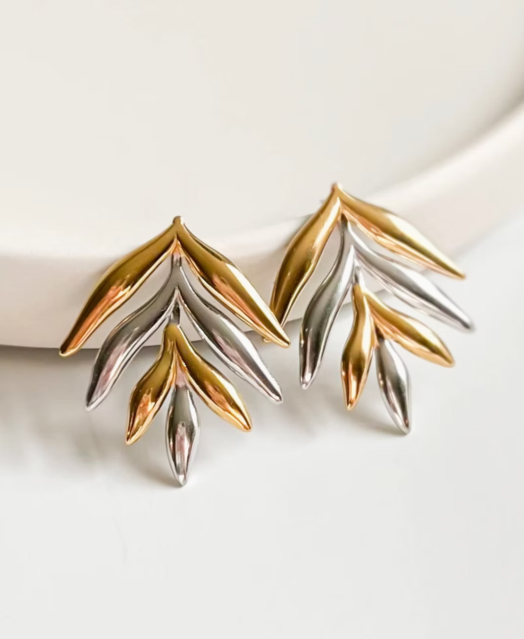 Natalie Clare - Mixed Metal Leaf Earrings