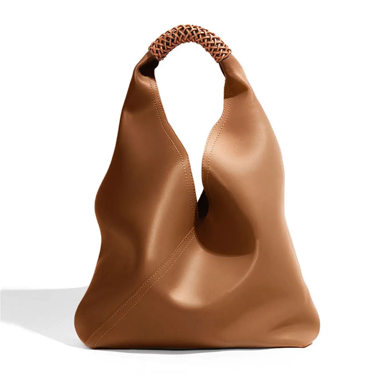Modernaire - Leather Slouchy Hobo Tote - Brown