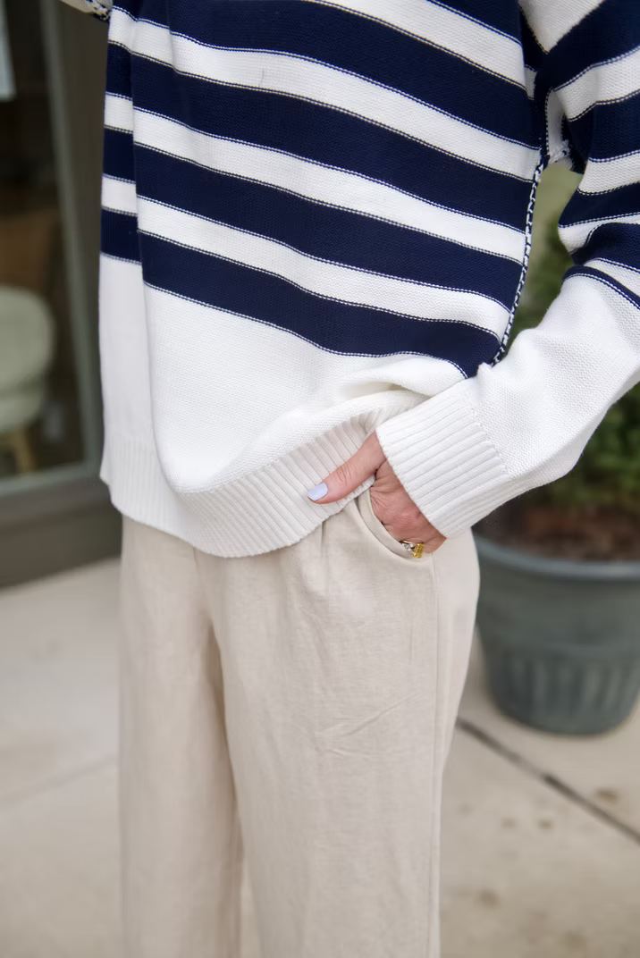 perfectwhitetee Ginger Sweater Navy Stripe