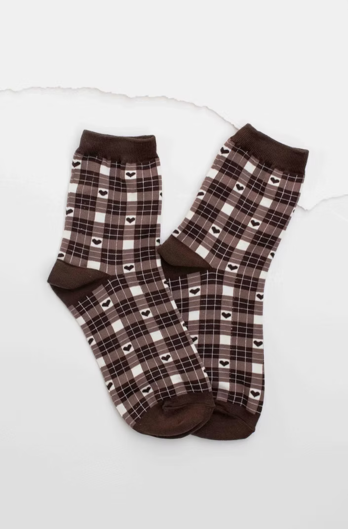 Tiepology Plaid Heart Socks