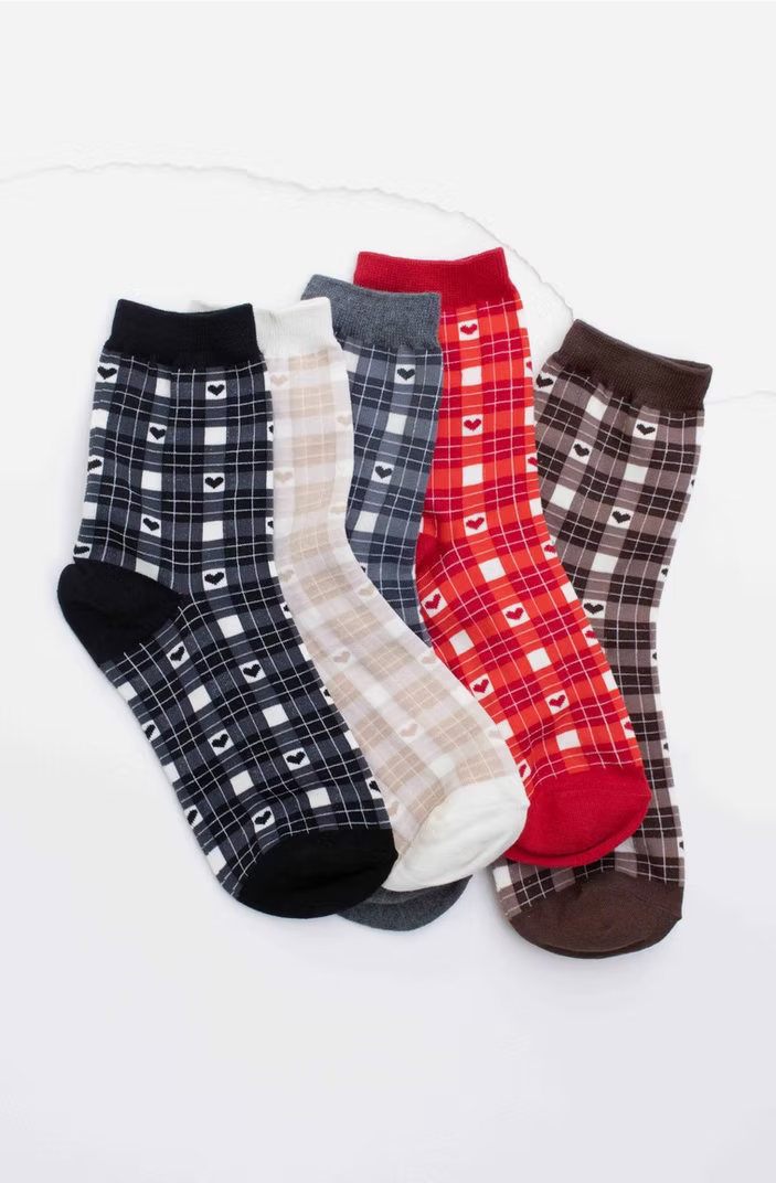 Tiepology Plaid Heart Socks