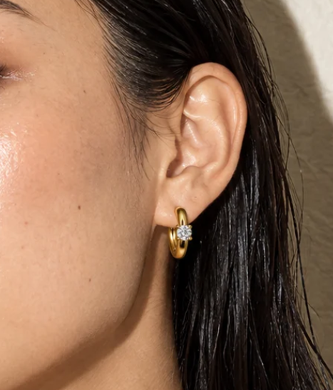 Ellie Vail Yael Solitaire Huggie Hoop Earring