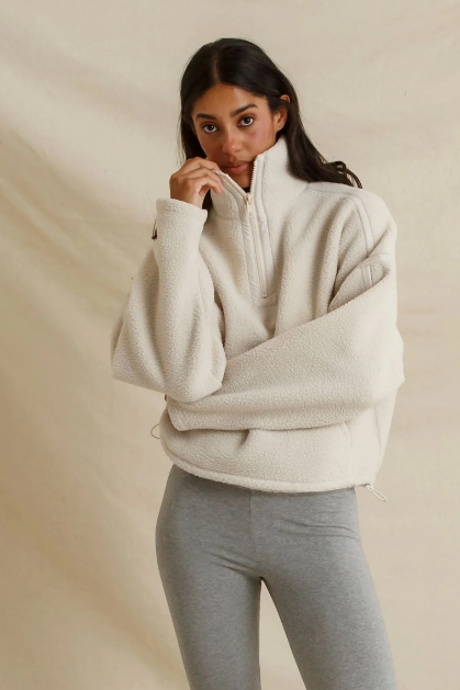 Perfect White Tee- Tristan Sherpa Half-Zip