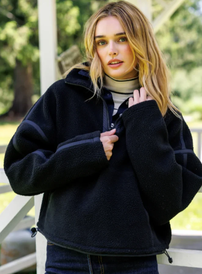 Perfect White Tee- Tristan Sherpa Half-Zip