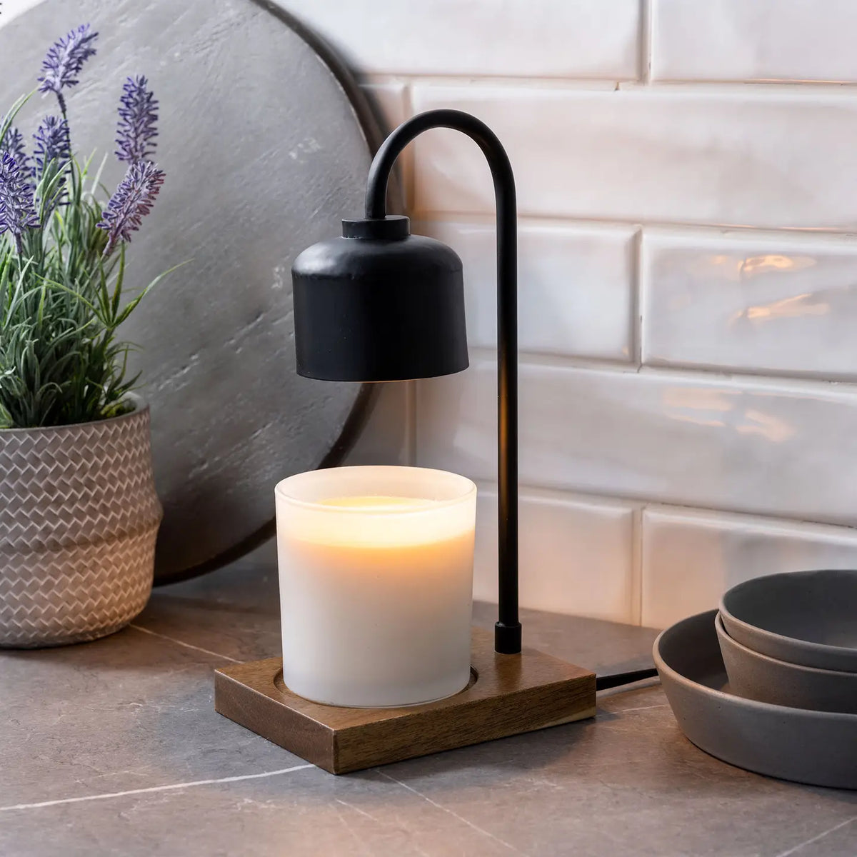 Candle Warmers Etc. Black & Wood Arched Candle Warmer