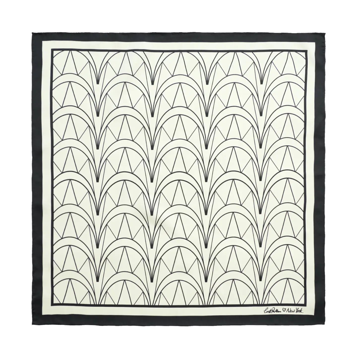 Lost Pattern NYC "Chrysler" Silk Bandana Scarf - Deco Ivory