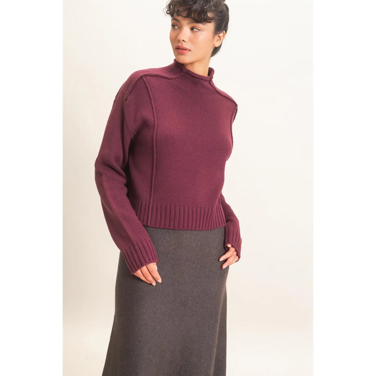 HYFVE- Roll Neck Sweater With Reversed Seam