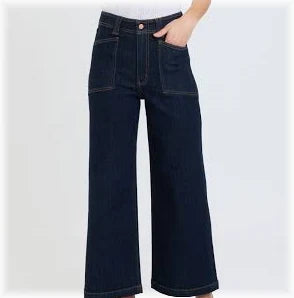 Daze Valley Girl High Rise Pocket Wide Ankle- Rinse Rinse
