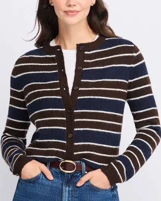 Stitches + Stripes Langston Cardigan- Carob Combo