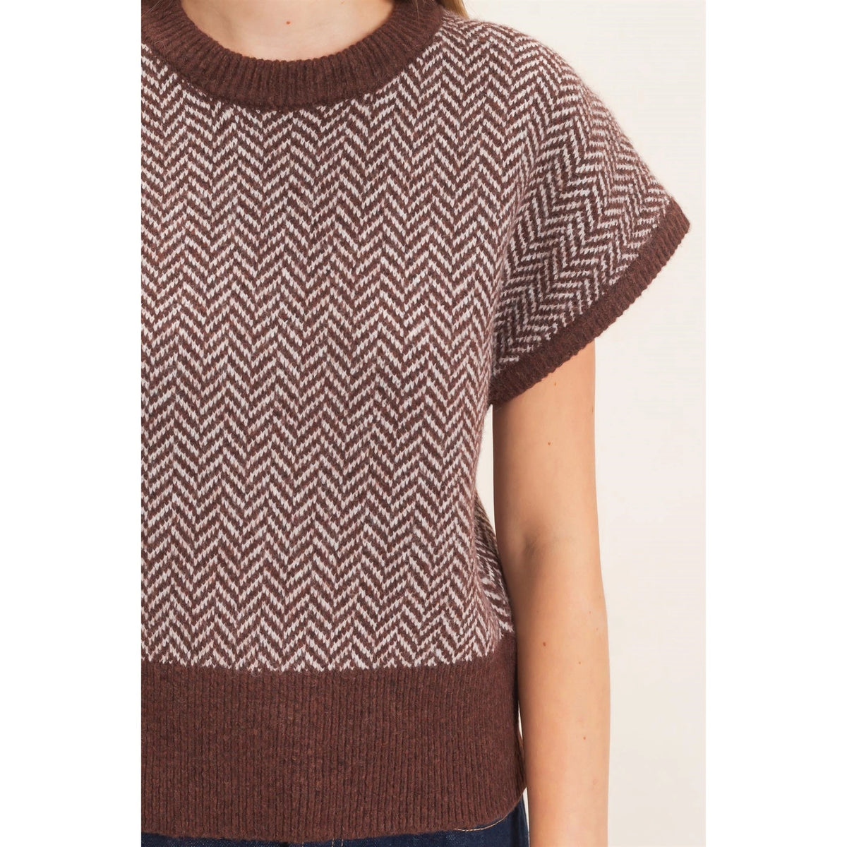 HYFVE Chevron Knit Cap Sleeve Sweater