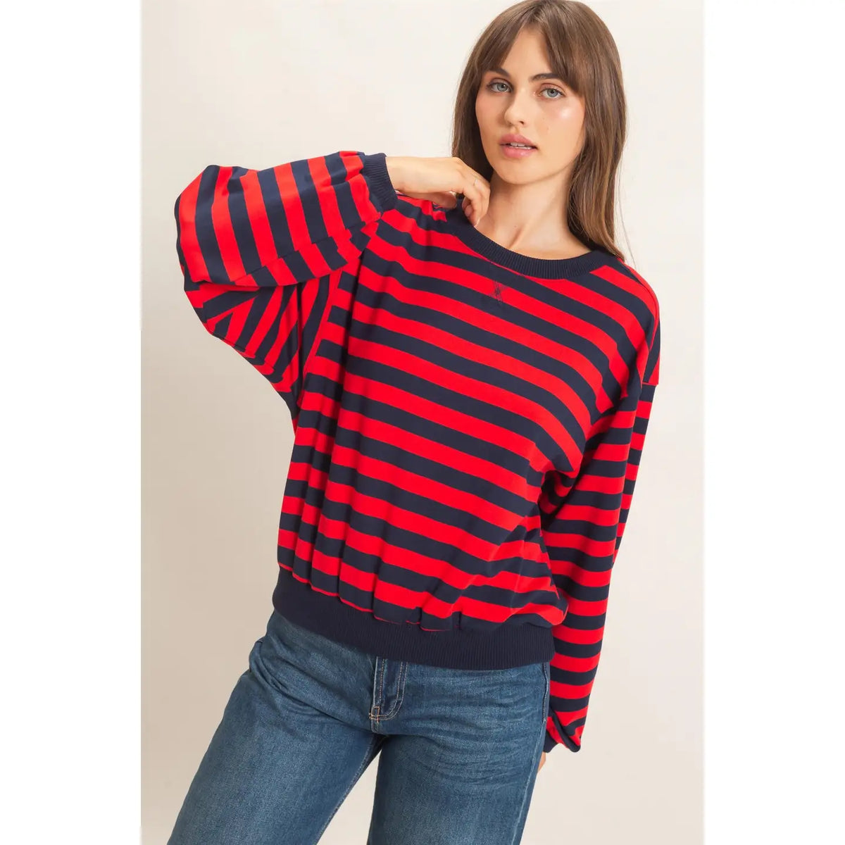 HYFVE- Striped Crew Neck Sweatshirt